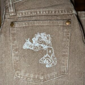 Vintage Wrangler Tan Denim Jeans with White Embroidered Pocket